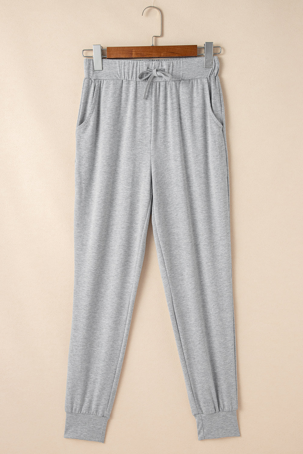 Light Grey Split Long Cardigan and Skinny Pants Loungewear Set