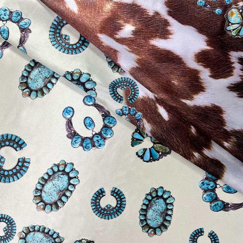 Vintage Western Leopard Print Satin Square Scarf