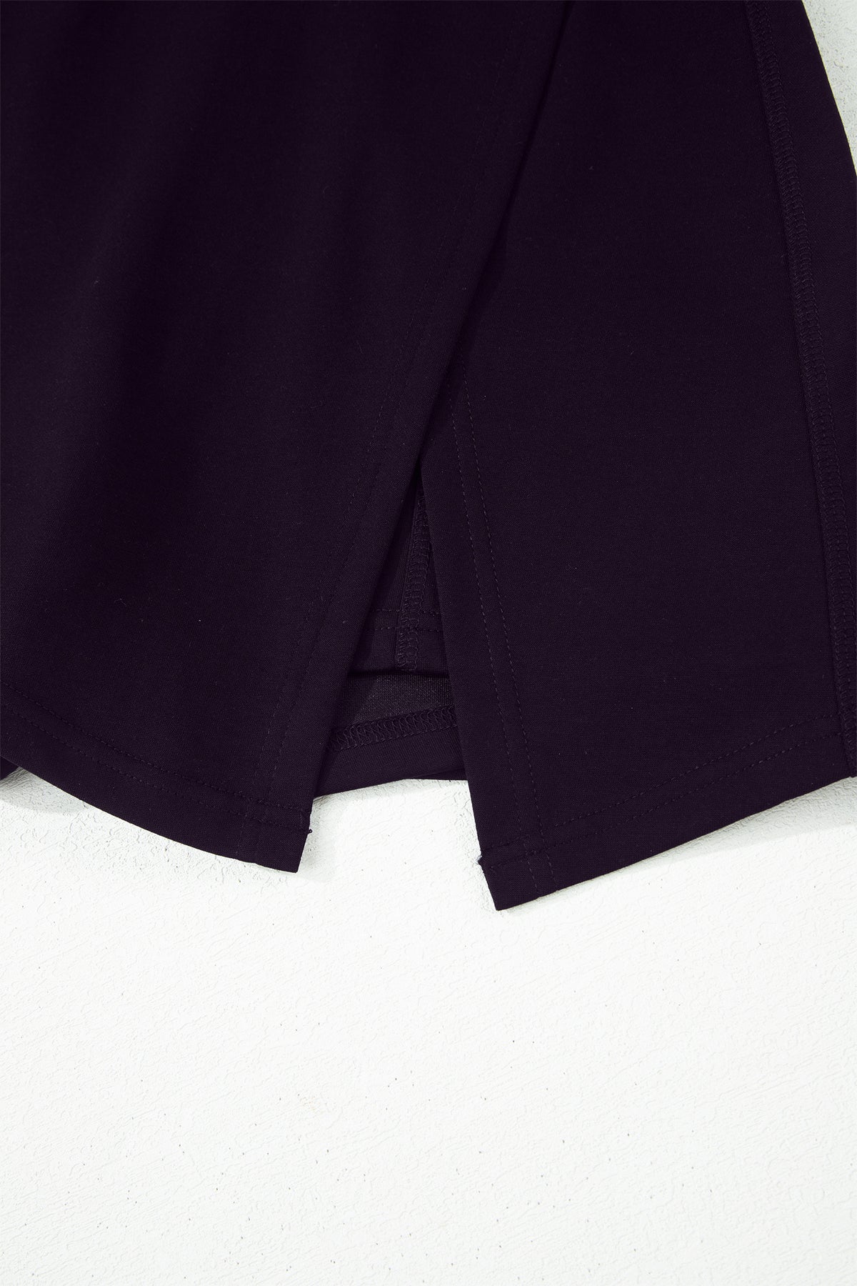 Black Solid Color Wrapped Side Slit Skort