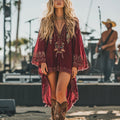 Style Vintage Prairie Ethnic Loose Fit Boho Dress