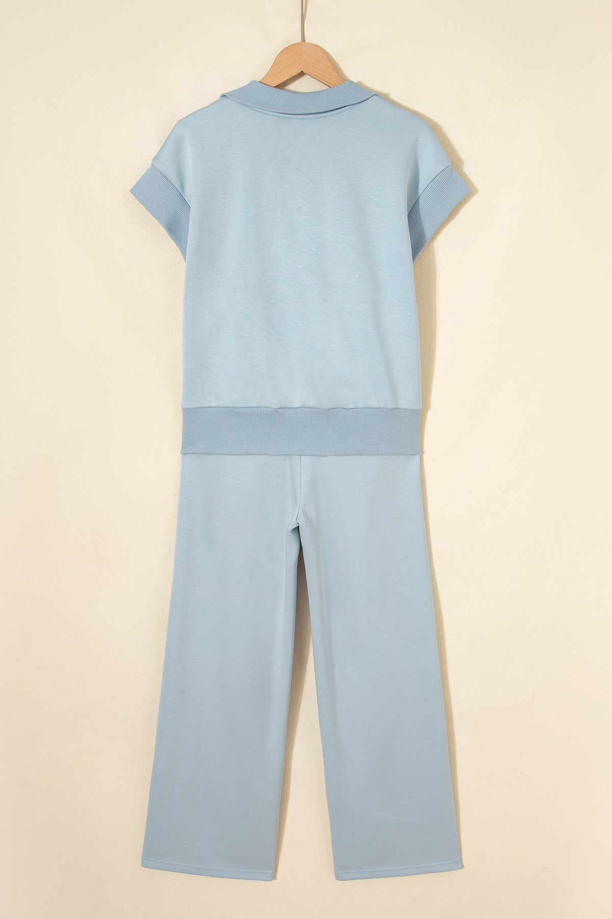 Gray Half Zip Polo Tee Casual Pant Set
