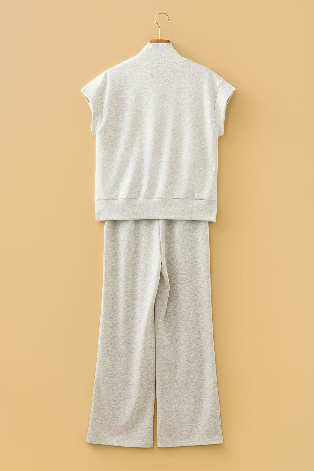 Gray Half Zip Polo Tee Casual Pant Set