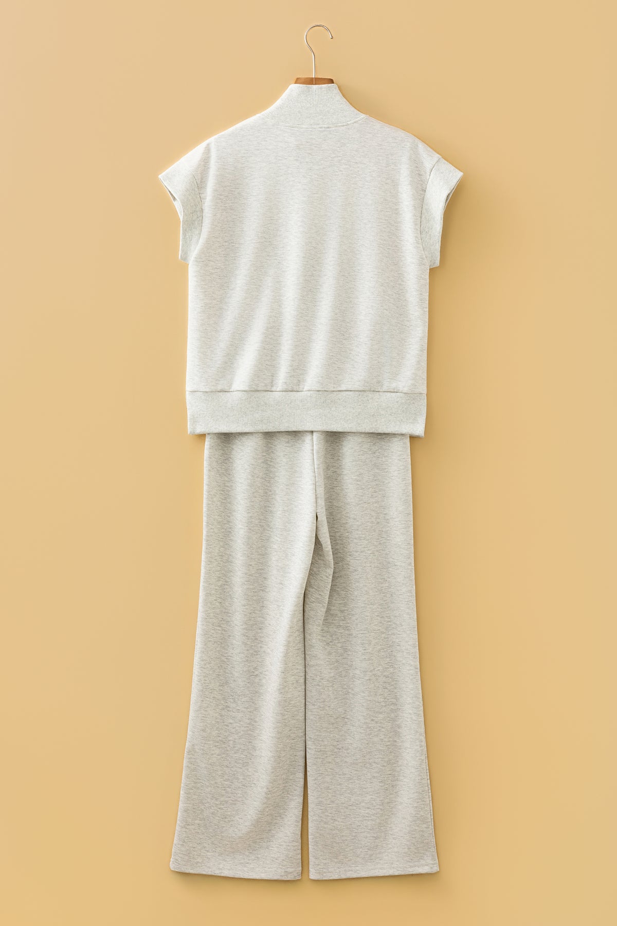 Gray Half Zip Polo Tee Casual Pant Set